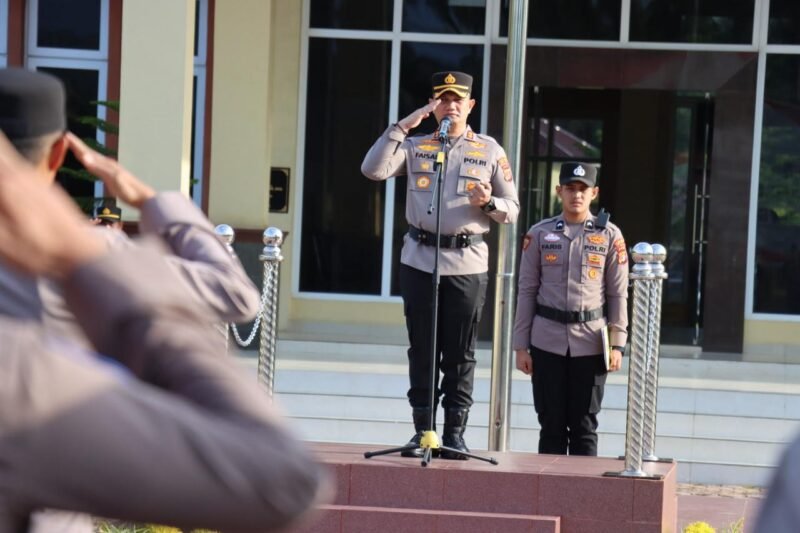 Kapolres Pidie Jaya, AKBP Ahmad Pasaribu SH, S.I.K. MH, Apel penghargaan dan Deklarasi Bebas Narkoba 2025, Mako polres, Trienggadeng (26/2/2025). Foto/Ms
