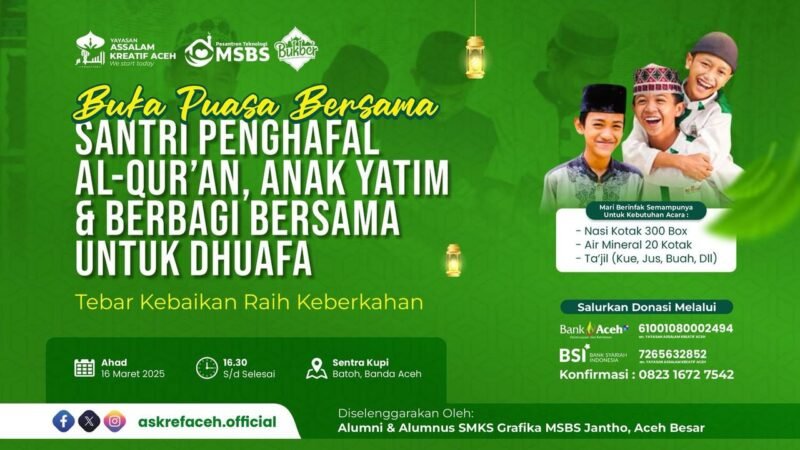 Yayasan Assalam Kreatif Aceh Ajak Masyarakat Berbagi Kebahagiaan di Bulan Ramadhan. Foto: ist