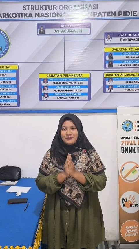 Nurjannah, personil Badan Narkotika Nasional Kabupaten ( BNNK) Pidie Jaya, Foto:Dok/Muhammad Rissan