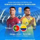 Pemerintah Kota Banda Aceh melalui Dinas Pemuda dan Olahraga menggelar nonton bareng (nobar) Piala Dunia FIFA 2026 setiap Minggu pagi di kawasan Car Free Day (CFD). Kegiatan ini menghadirkan layar videotron serta berbagai doorprize bagi masyarakat. Foto: Dok. Diskominfo Kota Banda Aceh
