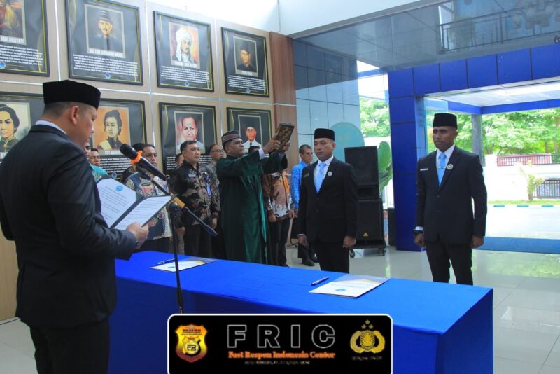 AKBP Muhammad Yanis dan Kompol Khairinnas resmi dilantik masing-masing sebagai Kepala BNN Kota Banda Aceh dan Kepala BNN Kota Langsa oleh Kepala BNNP Aceh Brigjen Pol. Dr. Dedy Tabrani, Selasa (29/9/2026). Foto: Dok. Istimewa 
