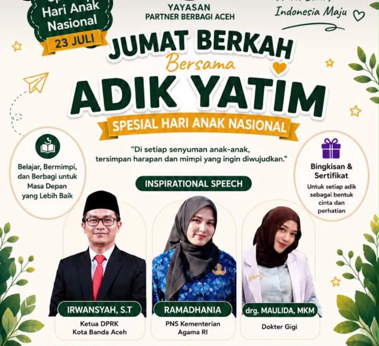 Ketua DPRK Banda Aceh Irwansyah, ST mengikuti talkshow inspiratif dalam kegiatan santunan anak yatim bersama Partner Berbagi Aceh di Rumah Dinas Ketua DPRK Banda Aceh, Jumat (17/7/2026). Foto: Dok. DPRK Banda Aceh